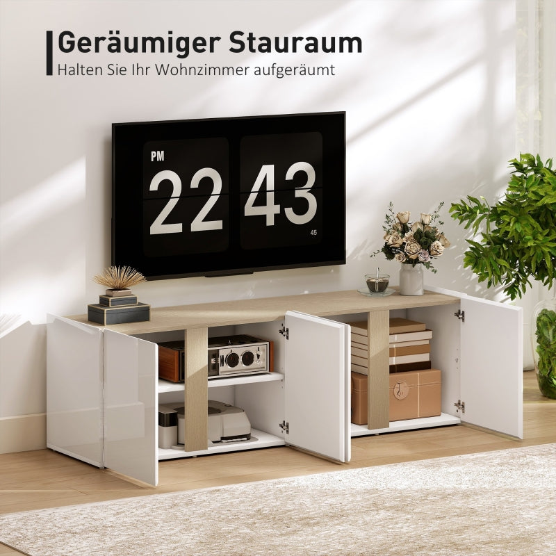TV Stand, 65-inch, Soft-Close Doors, Adjustable Shelves, Cable Holes, White