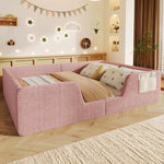 Upholstered Bed 140x190cm with Safety Rails, Pink Velvet