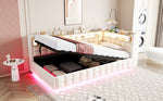 Upholstered Sofa Bed 90x200 with Hydraulic Storage, Beige Velvet