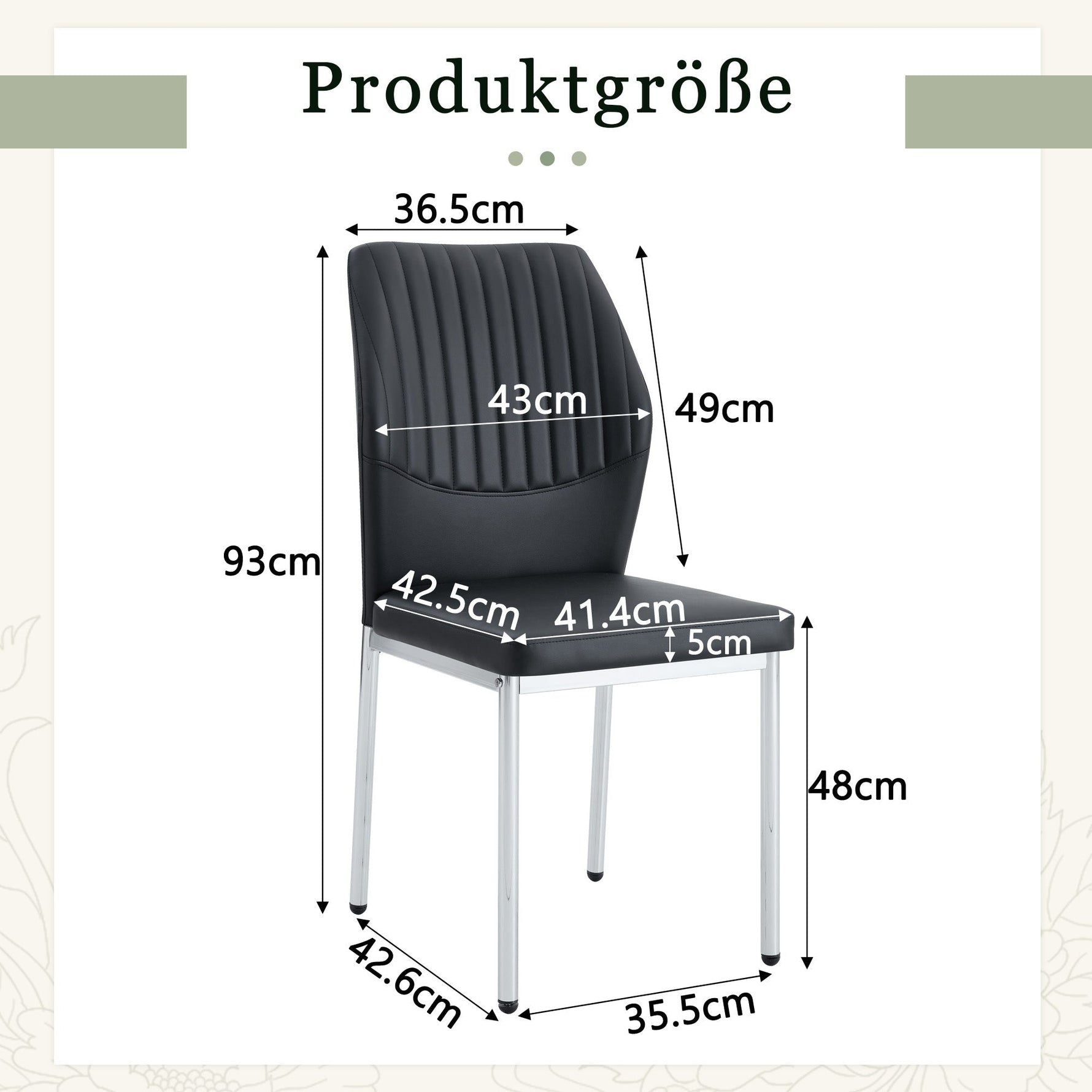 Set of 4 Stylish Dining Chairs with Vertical Embossing and Metal Legs, Black and Silver