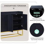 Sideboard, Minimalist 4-Door Handleless Buffet, Black