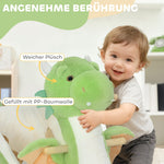 Dinosaur Rocking Animal with Interactive Sounds and Wooden Frame, Green