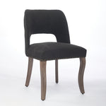 Wooden Dining Chairs Set of 2, Modern Fabric Upholstered Farmhouse Dinner Chair, Black