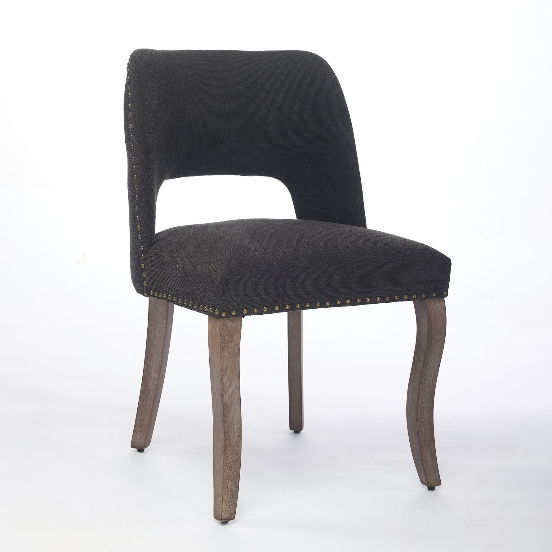 Wooden Dining Chairs Set of 2, Modern Fabric Upholstered Farmhouse Dinner Chair, Black