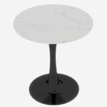 Coffee Table 27.6-inch Mid-Century Modern Round Marble Top - Black