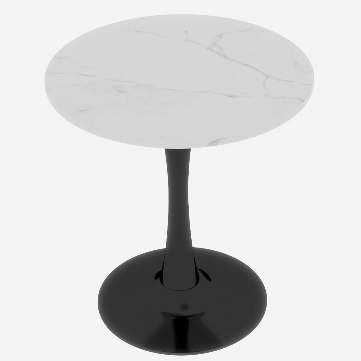 Coffee Table 27.6-inch Mid-Century Modern Round Marble Top - Black
