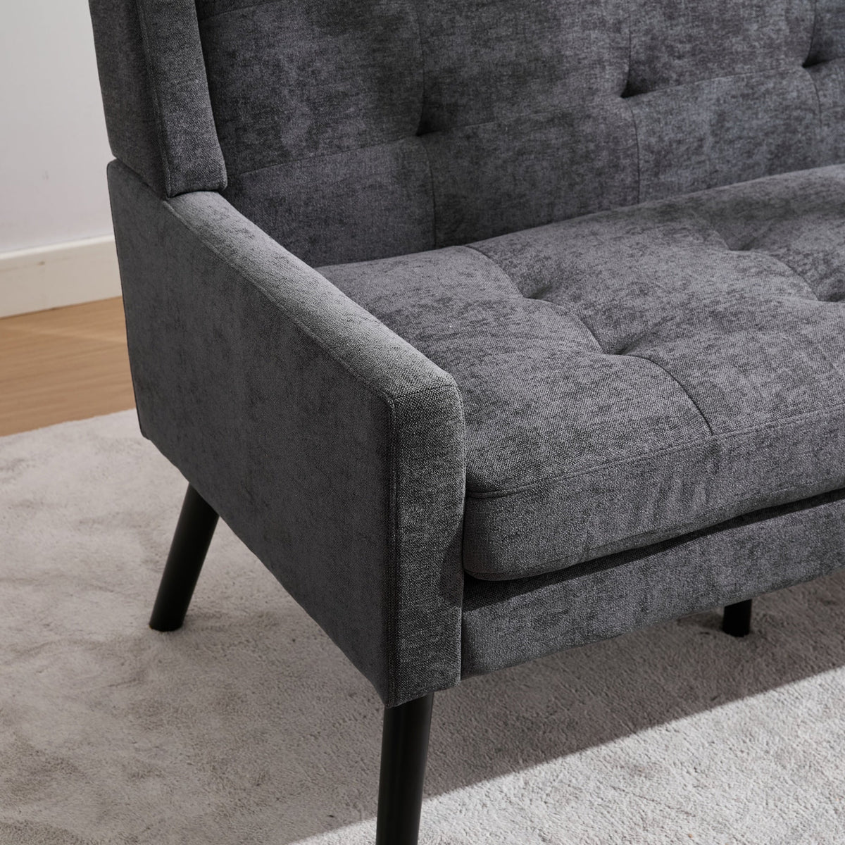 2-Piece Accent Armchair Set with High-Density Foam and Solid Wood Legs, Durable Fabric