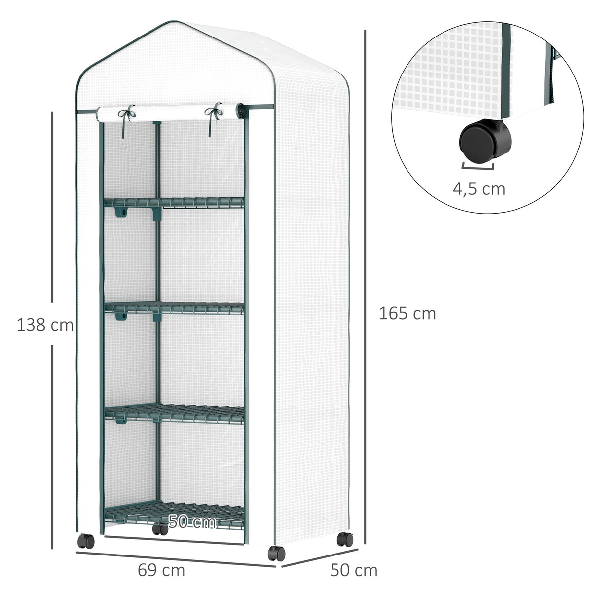 Greenhouse, Roll Shelves Winter-Proof Steel Film, White