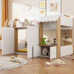 Children's House Bed 90x200cm with Storage & Ladder, Solid Wood