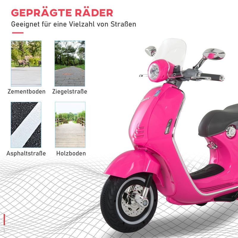 Electric Motorcycle for Children with MP3 Music and Headlights, Faux Leather and Metal, Pink