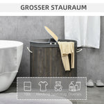Bamboo Laundry Basket, 100L with 2 Removable Bags, Gray