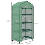 Plastic Greenhouse, 4 Shelves, 69x50x165cm, Green