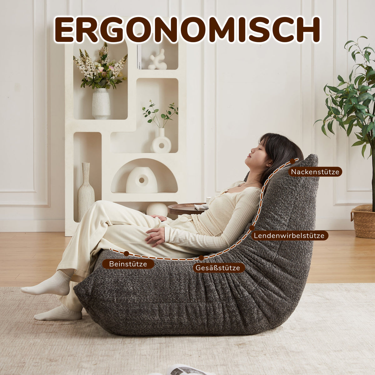 Togo Sofa with Footrest, Armless Floor Lounge Chair with Memory Foam, Chenille