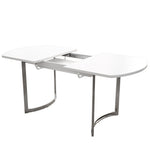 Extendable Dining Table 140/180x80cm 4-6 Seater Modern Silver Metal Legs - White