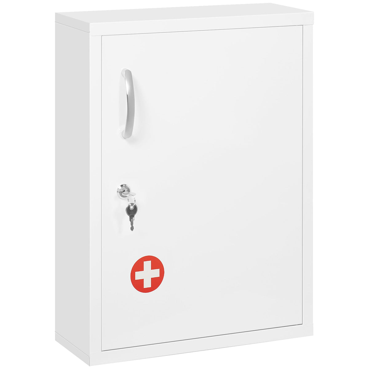 kleankin Medicine Cabinet Wall-Mounted Lockable Steel, White