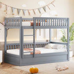 Children's Bunk Bed, 90x200 Hydraulic Storage System, Solid Wood Gray