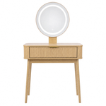 Dressing Table with LED Mirror & Drawers, 80x40x133 cm, Oak