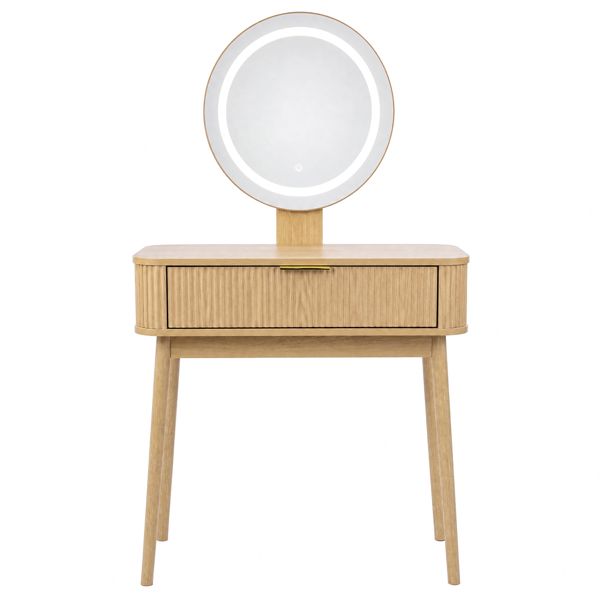 Dressing Table with LED Mirror & Drawers, 80x40x133 cm, Oak