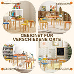 Children's Table and Chair Set 5-Piece Flower Shape Storage Bag - Wood Colorful