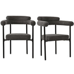 2 Dining Chairs Modern Simple Comfortable Ring Seats Dark Grey Suede Fabric