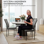 Dining Chairs Set of 4 with Backrest, Metal Legs, Dark Grey Velvet
