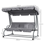 Outsunny Hollywood Swing 3-Seater Reclining Canopy, Light Grey
