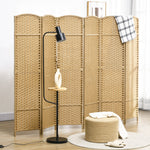Folding Screen, 6 Panels, Room Divider, Natural Bamboo