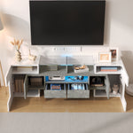 TV Cabinet Lowboard 145cm LED Lighting Modern High-Gloss White