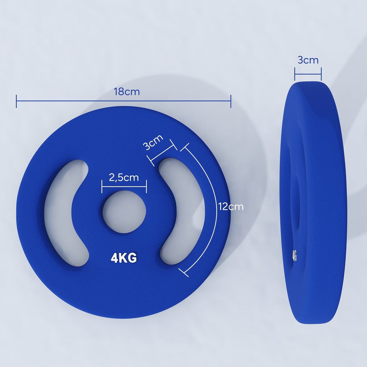 Dumbbell Weights, 2 x 4 kg, 2.5 cm Barbell, Blue
