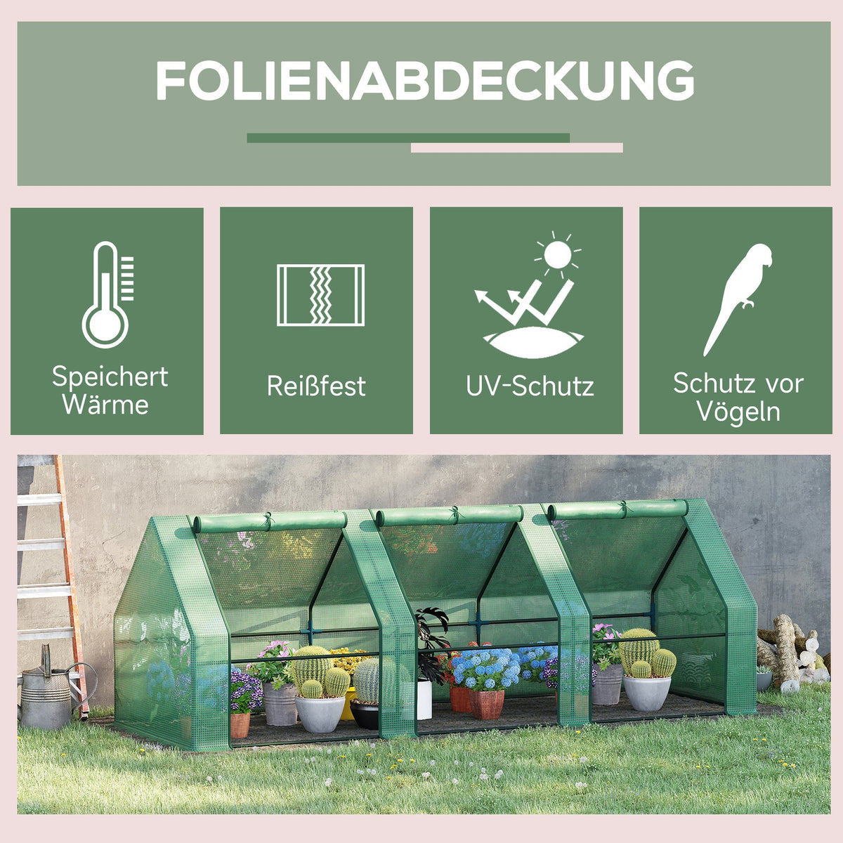 Greenhouse Cold Frame, 270x90x90cm Tomato House for Garden/Balcony, Green