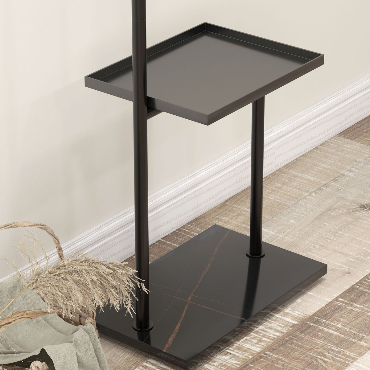 Coat Rack with Hooks & Tray, Hallway, Black
