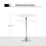 Bistro Table, Height Adjustable Square, Steel White