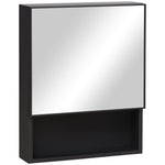 kleankin Mirror Cabinet with 2 Interior Shelves & Open Glass Shelf, Stainless Steel