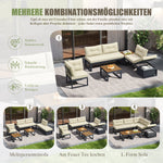 Garden Furniture Set with 3-Position Adjustable Reclining Backrest, Comfort Cushions and Storage, Beige