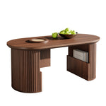 Modern Retro Coffee Table with Vertical Texture, 105x50x46.5cm, Walnut