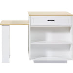 Extendable Bar Table Kitchen Island Dining Cart with Storage Drawers and Shelves White