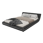 Floor Bed 140x200cm LED Ambient Light - PU Black