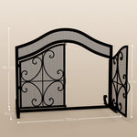 Fireplace Screen, Magnetic Doors, Spark Guard, Steel Black