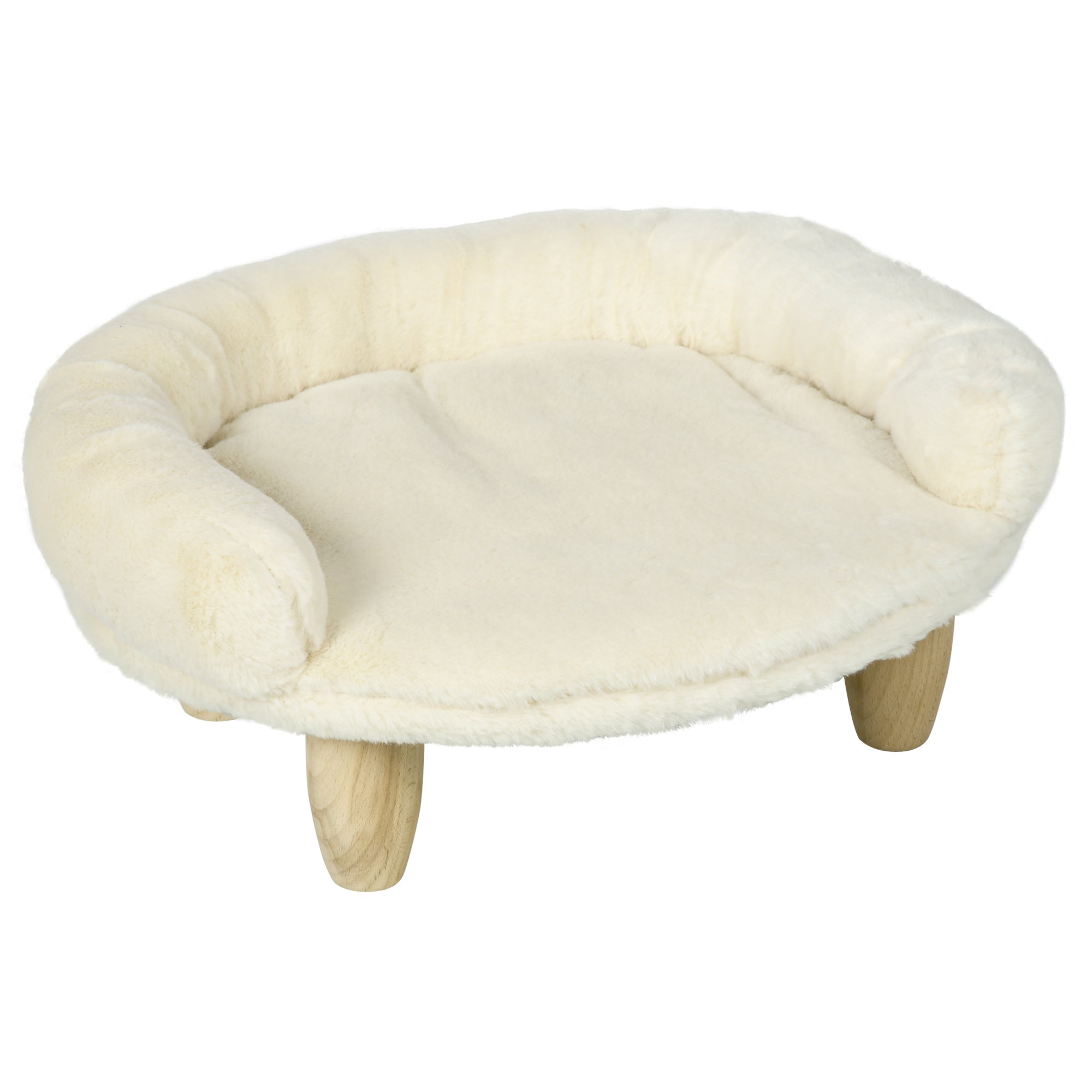 Cozy Pet Sofa Raised Design Dog Cat Flannel Cream