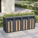 Garbage Can Enclosure with Diamond Ventilation Holes, Lockable Four Doors and Planting Area, Metal