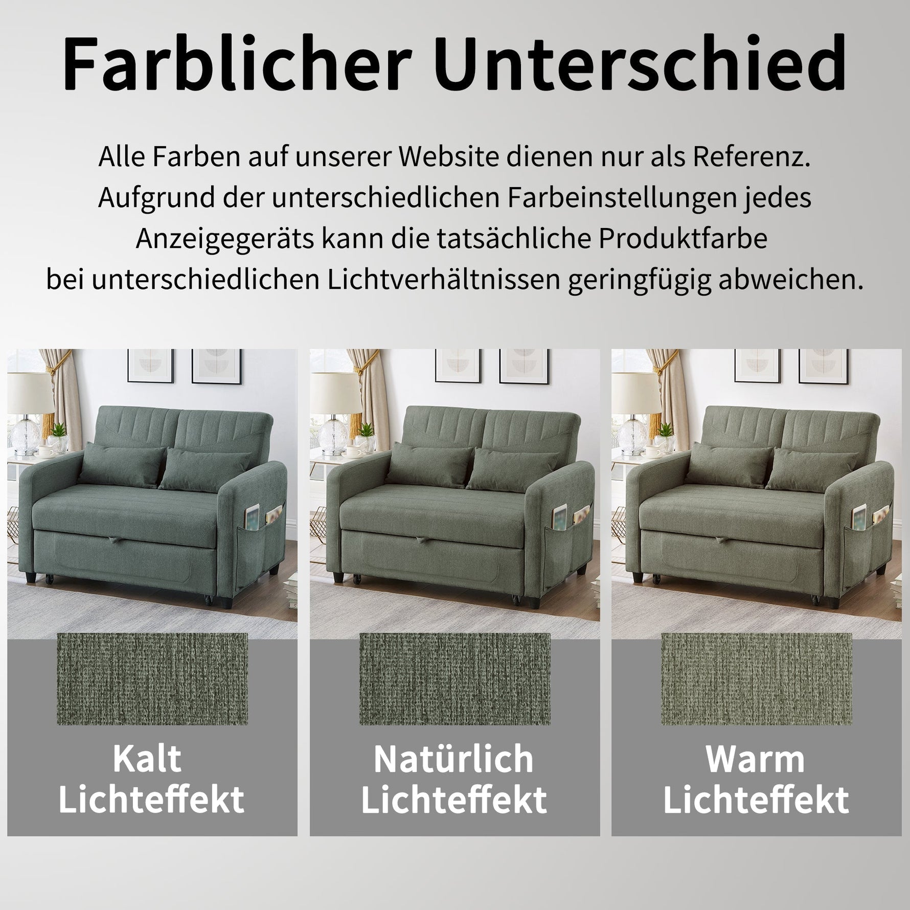 Sofa Bed Two-seater Extendable 3-Position Adjustable Backrest - Cotton-Linen Fabric