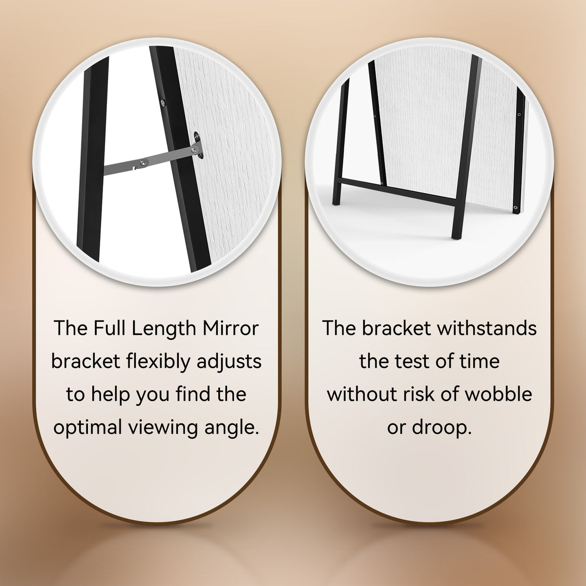 Curved Full-Length Mirror 160x50 cm Stand White Wood Frame