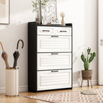 Shoe Cabinet with Rotating Rack 3 Doors 2 Drawers W80cm Wooden