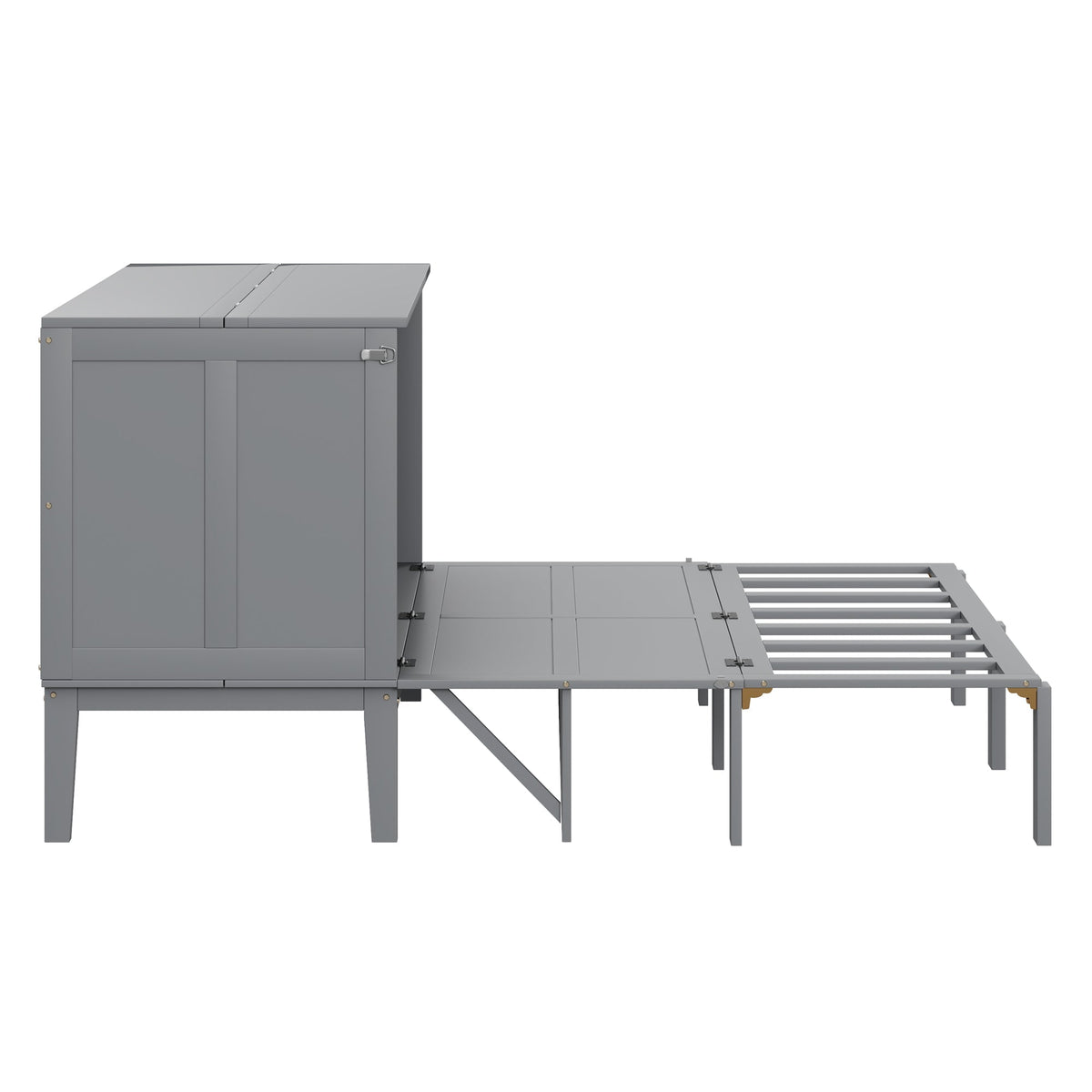 Wall Bed, 140x200cm with Slatted Frame, Grey
