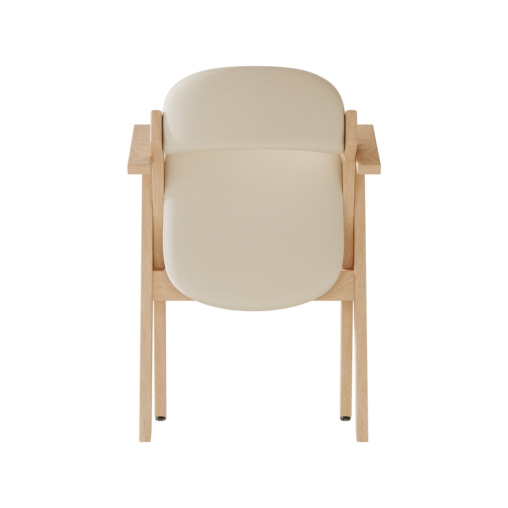Set of 2 Folding Dining Chairs, Solid Wood and Breathable, Beige Linen