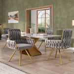Velvet Dining Chair Set of 4, Luxury Swivel Armchair with Metal Legs, Grey Velvet