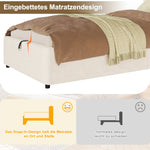 Upholstered Bed, 90x200cm Single Children's Bed with Hydraulic Storage and Slatted Base, Beige Bouclé