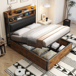 Bed Frame, 90 x 200, Hydraulic Lift, USB, Upholstered Headboard, Black