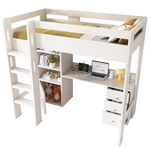 Children's Loft Bed, USB-C Desk, Wardrobe, Filing Cabinet, Stairs, Slatted Frame, Storage, 90x200