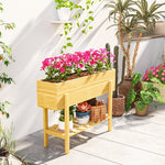 Raised Bed with Shelf, Herb & Vegetable Planter, Natural Wood